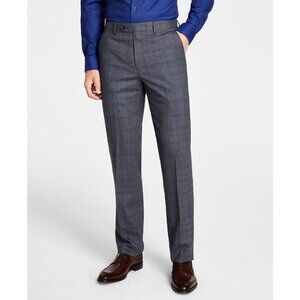 Michael Kors Men's Plaid Classic-Fit Wool-Blend Stretch Pants Gray B4HP $190